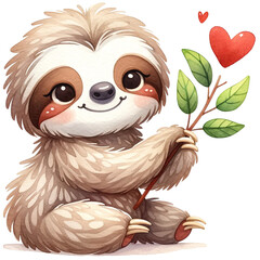 Wall Mural - cute valentine sloth