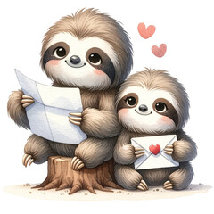 Wall Mural - cute valentine sloth