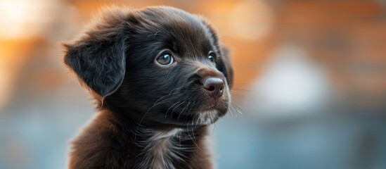 Canvas Print - A close-up of a brown puppy, a dog breed from the Carnivore family, belonging to the Sporting Group. It has a cute snout and fur, making it a popular companion dog.