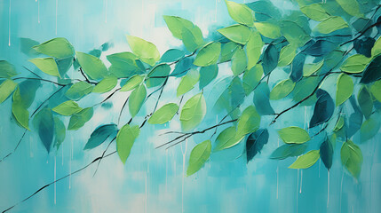 Wall Mural - high-end abstract painting that has green leaves