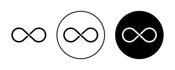 Wall Mural - Infinity Icon Set. Infinite loop eternity vector symbol in a black filled and outlined style. Endless Time Sign.