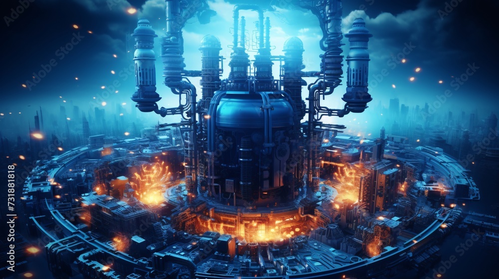 Industrial Power and Energy: Inside a Factory with Pipes, Refinery ...