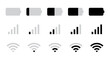 © Kingwardobe - Battery, Mobile network signal and Wi-Fi icon set in landscape modern style for user interface design. Status bar symbol modern, simple, vector, icon for website design, mobile app, Ui. Vector