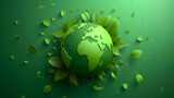 Fototapeta Sypialnia - green energy earth globe and ecosystem, caring for the environment make world better place, invest in stocks and businesses that focus on environmental, social, corporate governance