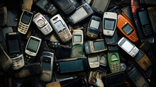 Repeating Pattern Illustration Of Old Abandoned Mobile Phones