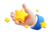 © wowomnom - Vector illustration of gesture hand in sleeve hold golden star on white color background. 3d style design of man white skin hand and shine star