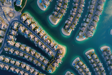 Aerial view of Dubai Palm Jumeirah island, United Arab Emirates