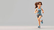© Ari - A woman cartoon athletic run in blue jersey isolated on gray