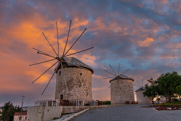 Wall Mural - The Windmills of Alacati Town in Izmir Province