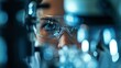 © Montipa - Intense female scientist wearing protective eyewear conducting research in a high-tech laboratory environment.