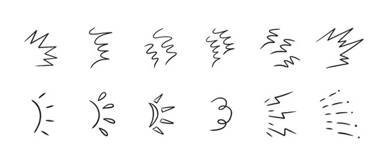Aufkleber - Japanese Manga line elements set for character emotion. Doodle icons isolated on white background.