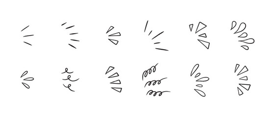 Poster - Japanese Manga line elements set for character emotion. Doodle icons isolated on white background.