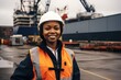© Vorda Berge - Portrait of a female engineer at shipping port
