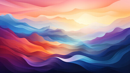 Abstract mountains consisting of slabs, gradient color. Colorful wave lines wallpaper background. Generative AI