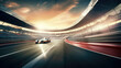 © David - Blurred racing car travelling through grandstand section of race track. A dynamic composition depicting the excitement and energy of motorsport