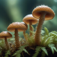Group Of Mushrooms In The Forest