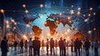 © David - Global business structure of networking. Analysis and data exchange customer connection, HR recruitment and global outsourcing