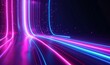 © Reeta - cycled 3d animation, abstract background with pink blue neon lines, Generative AI