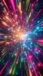3d, abstract cosmic background with colorful firework, glowing lines, laser rays and falling stars. Big bang concept, Generative AI