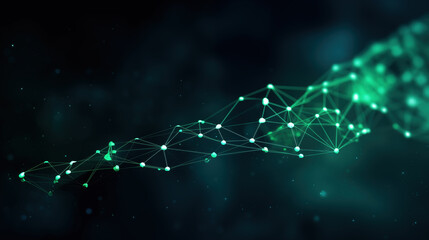 green network connection wallpaper, points and lines connected with link, digital technology