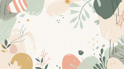  Hand drawn vector abstract floral background in scandinavian style. Pastel colors.