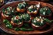 A plate of tasty spinach and feta-stuffed mushrooms