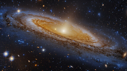 Wall Mural - The cosmic void with the spiral arms of Andromeda. A celestial spectacle that captures the allure and fascination of interstellar exploration.