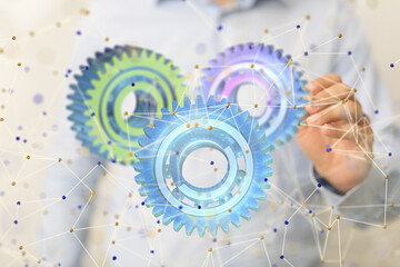 gear Futuristic in Industry 4.0 and business virtual diagram - connection