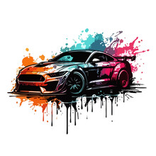 Background With Car With Gradient Paint Splashes