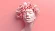© Свет Лана - A beautiful origami-style female face on a plain background in peach color with a place to copy.