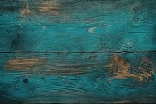 Old Brown Turquoise Wooden Background. Natural Wood In Grunge Style
