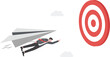 © vector mall - Goal achievement, challenge or mission to win and achieve success target, leadership, motivation and skill to reach work objective concept, businessman flying fast through business target.
