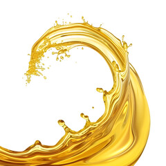 Wall Mural - Yellow beer, oil or juice splash. Realistic liquid beverage swirl isolated on transparent background