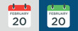 calendar - February 20 icon illustration isolated vector sign symbol