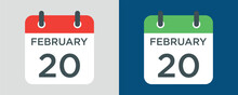 Calendar - February 20 Icon Illustration Isolated Vector Sign Symbol