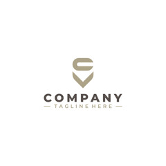 Sticker - initial letter CV logo design