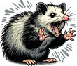 Watercolor isolated vector of opossum 