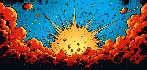 Wall Mural - exploison effect comic art style background