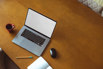 a laptop image in a table background