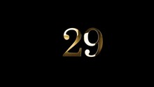 Golden Number 29 With Golden Particles, Alpha Channel, Golden Numerology, Golden Number Twenty Days Nine