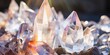 Mineral quartz crystal. Rock crystal. Mineral stone. Rhinestone. Close-up. Mineral photography. Blurred background