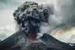 Eruption of a volcano with a pyroclastic flow