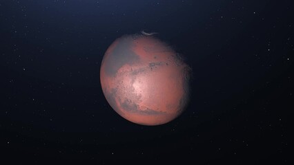 Wall Mural - Planet Mars Zoom Out. Mars planet globe view. Mars Globe Among the Stars.