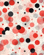 Closeup Red Black Polka Dot Pattern Blurry Dreamy Illustration Monochromatic Color Palette Tones White Grey Particle Physics Coral