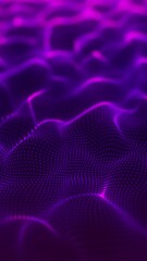 Wall Mural - purple color abstract particle foam field waving smoothly like fluid. waving particles motion graphi