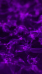 Wall Mural - purple color abstract particle foam field waving smoothly like fluid. waving triangles particles mot