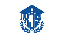 XJS Three Letter Iconic Academic Logo Design Vector Template. Monogram, Abstract, School, College, University, Graduation Cap Symbol Logo, Shield, Model, Institute, Educational, Coaching Canter, Tech