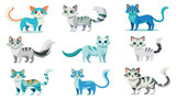 Fototapeta Konie - Assorted Cartoon Cats in Various Poses and Patterns