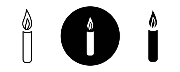 Wall Mural - Candle outline icon collection or set. Candle Thin vector line art