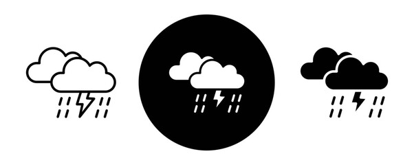 thunderstorm outline icon collection or set. thunderstorm thin vector line art